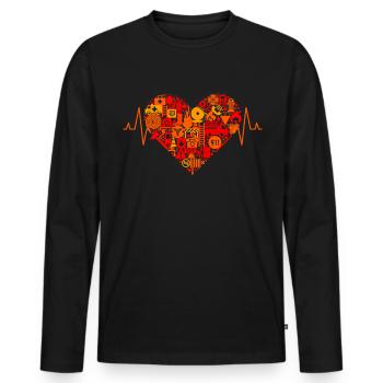 Fire Brigade Heart Firefighter Heartbeat ECG 112 - Men's Premium Organic Long Sleeve Shirt - black - Front - Nico (187cm)