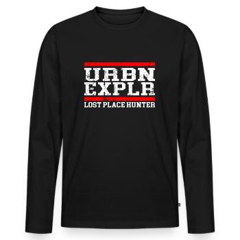 Urbexer Urban Explorer Lost Place - Männer Premium Bio Langarmshirt - Schwarz - Vorne - Nico (187cm)