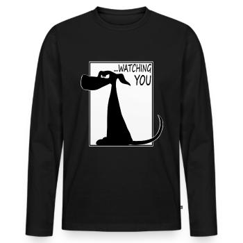 lustiges Hunde Shirt und Sticker - Männer Premium Bio Langarmshirt - Schwarz - Vorne - Nico (187cm)