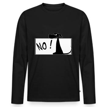 Drôle de chemise / autocollant de chien. Non! - T-shirt manches longues Premium bio Homme - noir - Devant - Nico (187cm)