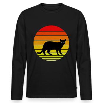 Mignon chat noir au look vintage / rétro - T-shirt manches longues Premium bio Homme - noir - Devant - Nico (187cm)