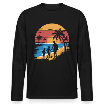 Father and 2 sons football holiday beach vintage - Men's Premium Organic Long Sleeve Shirt - black - Front - Nico (187cm)