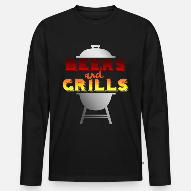 Bier und Grillen - Männer Premium Bio Langarmshirt - Schwarz