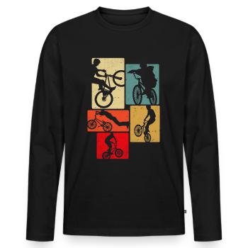 Bicycle Retro - Men's Premium Organic Long Sleeve Shirt - black - Front - Nico (187cm)