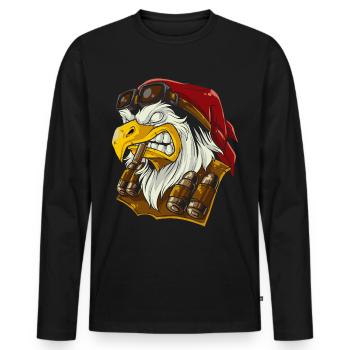 aigle à tête blanche - T-shirt manches longues Premium bio Homme - noir - Devant - Nico (187cm)