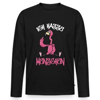 Ich hasse Menschen Flamingo Lustig Kostüm Party - Männer Premium Bio Langarmshirt - Schwarz - Vorne - Nico (187cm)
