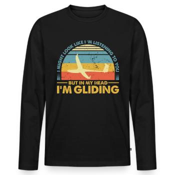 Glider Glider Vintage Glider Retro - Men's Premium Organic Long Sleeve Shirt - black - Front - Nico (187cm)