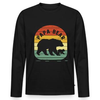Vatertag PapaBear Papa Vintage Retro Bär - Männer Premium Bio Langarmshirt - Schwarz - Vorne - Nico (187cm)