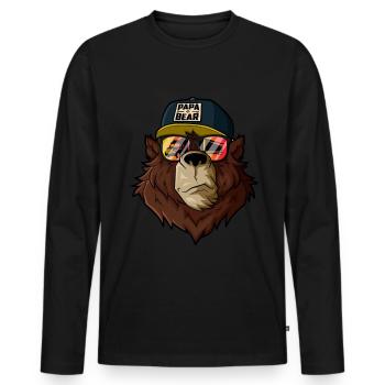Father's Day PapaBear Papa Vintage Retro Trucker Bear - Men's Premium Organic Long Sleeve Shirt - black - Front - Nico (187cm)