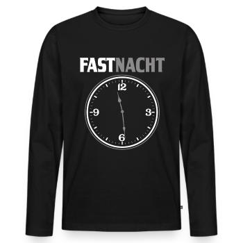 FASTNACHT Lustiges Wortspiel Karneval Fasching - Männer Premium Bio Langarmshirt - Schwarz - Vorne - Nico (187cm)