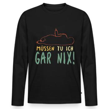 Faules Faultier Müssen Tu Ich Gar Nix Spruch - Männer Premium Bio Langarmshirt - Schwarz - Vorne - Nico (187cm)