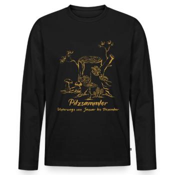 Pilzsammler Vintage - Männer Premium Bio Langarmshirt - Schwarz - Vorne - Nico (187cm)