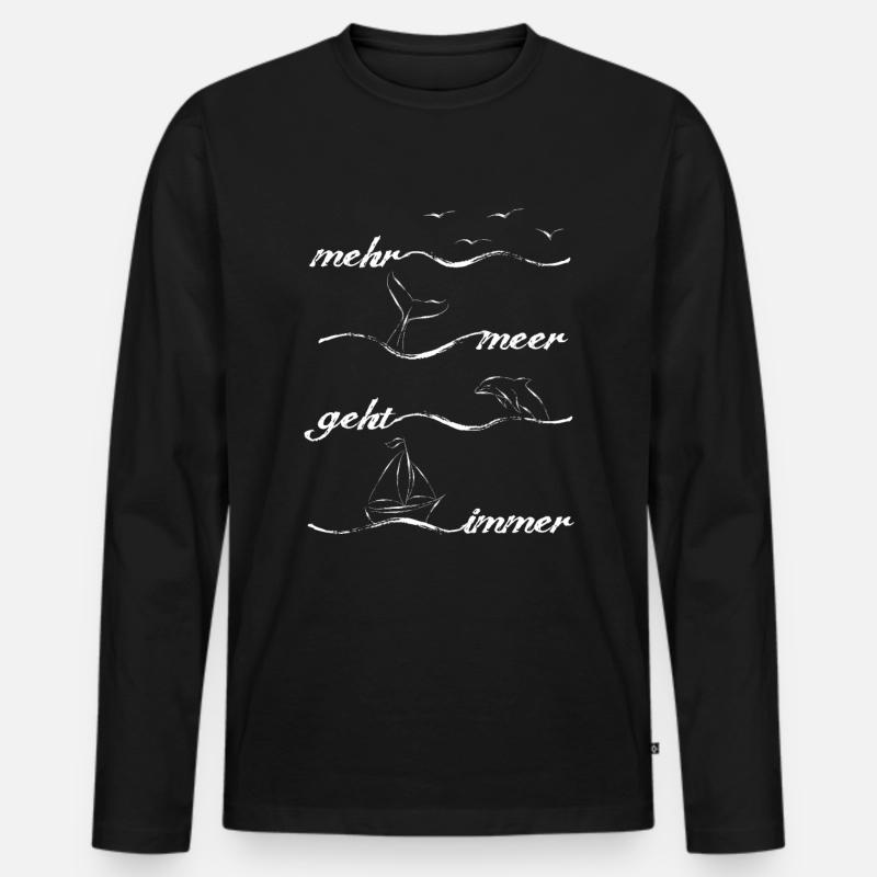 Mehr Meer Geht Immer - Männer Premium Bio Langarmshirt - Schwarz
