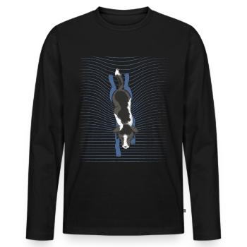 Border Collie Schwimmender Hund - Männer Premium Bio Langarmshirt - Schwarz - Vorne - Nico (187cm)