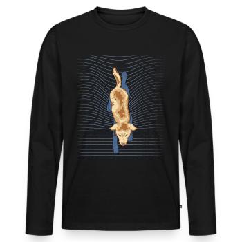 Labrador Schwimmt - Männer Premium Bio Langarmshirt - Schwarz - Vorne - Nico (187cm)