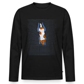 Jack Russel Schwimmender Hund - Männer Premium Bio Langarmshirt - Schwarz - Vorne - Nico (187cm)