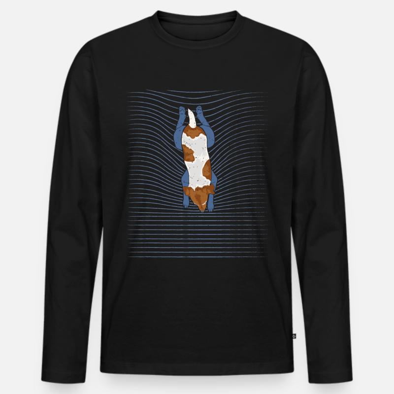 Jack Russel Schwimmender Hund - Männer Premium Bio Langarmshirt - Schwarz