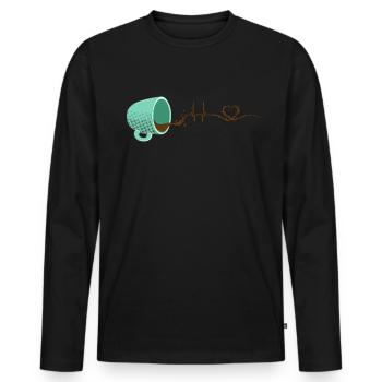 Heartbeat Coffee ECG - Men's Premium Organic Long Sleeve Shirt - black - Front - Nico (187cm)