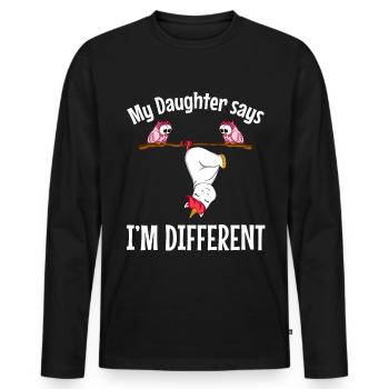 Funny unicorn saying IM DIFFERENT - Men's Premium Organic Long Sleeve Shirt - black - Front - Nico (187cm)