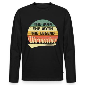 Uhrmacher Retro Vintage Man Myth Legend - Männer Premium Bio Langarmshirt - Schwarz - Vorne - Nico (187cm)