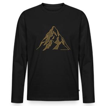 Outdoor Mountain Summit Silhouette MTB - Men's Premium Organic Long Sleeve Shirt - black - Front - Nico (187cm)