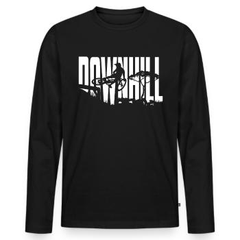 Downhill Bikepark Whip VTT - Männer Premium Bio Langarmshirt - Schwarz - Vorne - Nico (187cm)