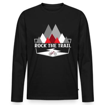 Rock The Trail Mountainbike Quote MTB - Men's Premium Organic Long Sleeve Shirt - black - Front - Nico (187cm)