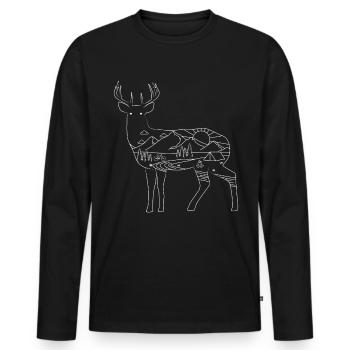 Deer Mountain Bike Hiking Camping - Men's Premium Organic Long Sleeve Shirt - black - Front - Nico (187cm)