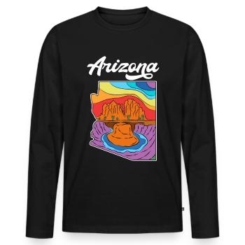 Arizona Vintage Retro Outdoor - Men's Premium Organic Long Sleeve Shirt - black - Front - Nico (187cm)