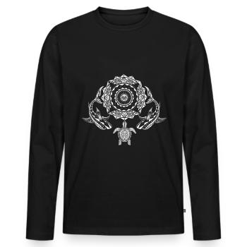 Maori Polynesian Tattoo Wal Hai Schildkröte - Männer Premium Bio Langarmshirt - Schwarz - Vorne - Nico (187cm)