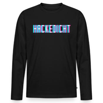 Hackedicht Glitch Vaporwave - Männer Premium Bio Langarmshirt - Schwarz - Vorne - Nico (187cm)