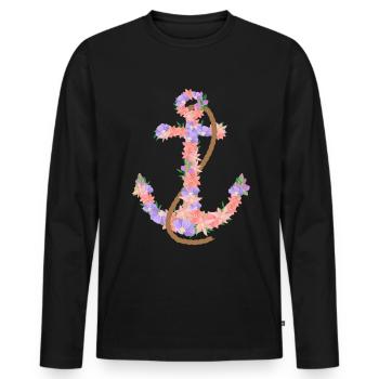 Anchor Flowers Captain - Men's Premium Organic Long Sleeve Shirt - black - Front - Nico (187cm)