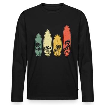 Surfer Vintage Surfboards Surfbrett Retro - Männer Premium Bio Langarmshirt - Schwarz - Vorne - Nico (187cm)