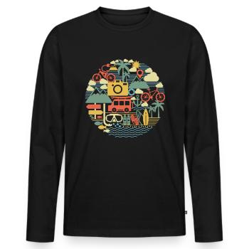 Vintage Summer Holiday Roadtrip Retro - Men's Premium Organic Long Sleeve Shirt - black - Front - Nico (187cm)