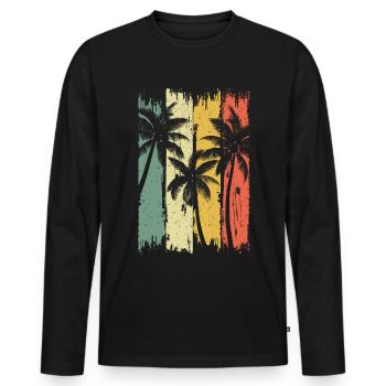 Palmen Vintage Retro Streifen - Männer Premium Bio Langarmshirt - Schwarz - Vorne - Nico (187cm)