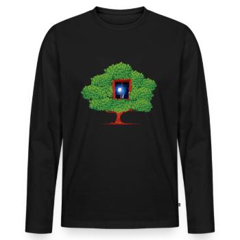 Tree Window Night Abstract - Men's Premium Organic Long Sleeve Shirt - black - Front - Nico (187cm)