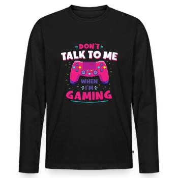Ne dérangez pas le jeu drôle de dicton - T-shirt manches longues Premium bio Homme - noir - Devant - Nico (187cm)