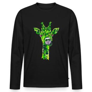 Lustige Giraffe Geometric Style - Männer Premium Bio Langarmshirt - Schwarz - Vorne - Nico (187cm)