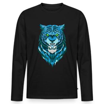 Funny Tiger Geometric Style - Men's Premium Organic Long Sleeve Shirt - black - Front - Nico (187cm)