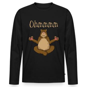 Drôle de yoga ours Ohmmmm - T-shirt manches longues Premium bio Homme - noir - Devant - Nico (187cm)