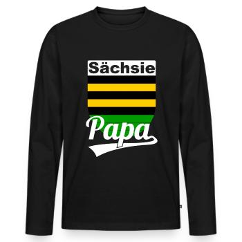 Sächsie Papa Vatertag Sachsen - Männer Premium Bio Langarmshirt - Schwarz - Vorne - Nico (187cm)