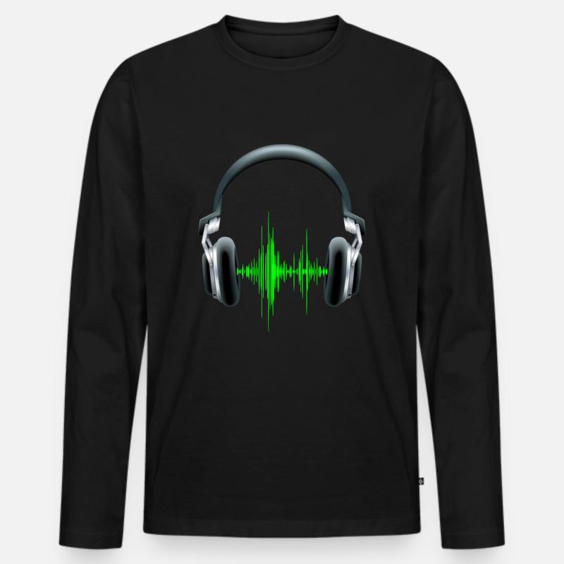 Equalizer DJ Kopfhörer - Männer Premium Bio Langarmshirt - Schwarz