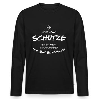 Schütze - Männer Premium Bio Langarmshirt - Schwarz - Vorne - Nico (187cm)