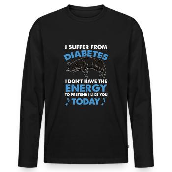 Un sort amusant pour les diabétiques qui aiment les chats - T-shirt manches longues Premium bio Homme - noir - Devant - Nico (187cm)
