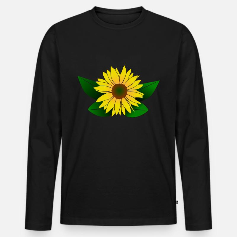 Sonnenblume, Sonnenblumen - Männer Premium Bio Langarmshirt - Schwarz