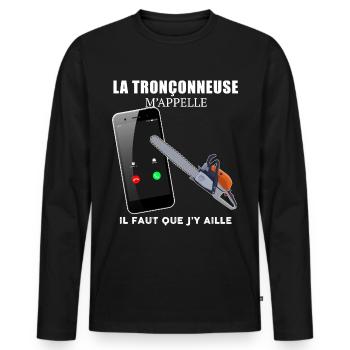 La Tronçonneuse M'Appelle Cadeau Homme - T-shirt manches longues Premium bio Homme - noir - Devant - Nico (187cm)