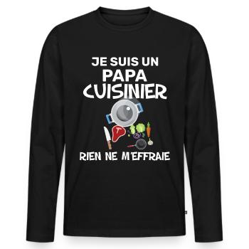 Le meilleur papa cuisinier courageux - T-shirt manches longues Premium bio Homme - noir - Devant - Nico (187cm)