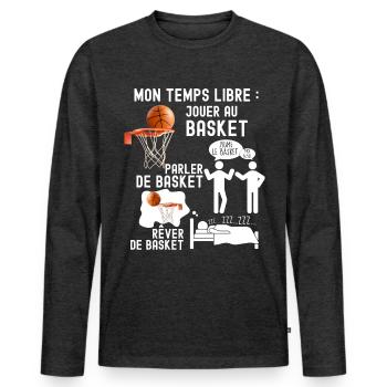 Basketball temps libre Cadeau Homme Basket - T-shirt manches longues Premium bio Homme - anthracite chiné - Devant - Nico (187cm)