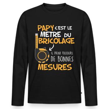 Papy Maître Du Bricolage Cadeau Bricoleur - T-shirt manches longues Premium bio Homme - noir - Devant - Nico (187cm)