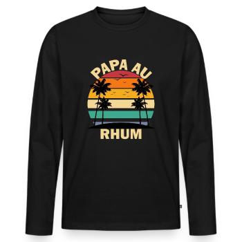 Rigolo Alcool Fete des Père Papa Au Rhum - T-shirt manches longues Premium bio Homme - noir - Devant - Nico (187cm)